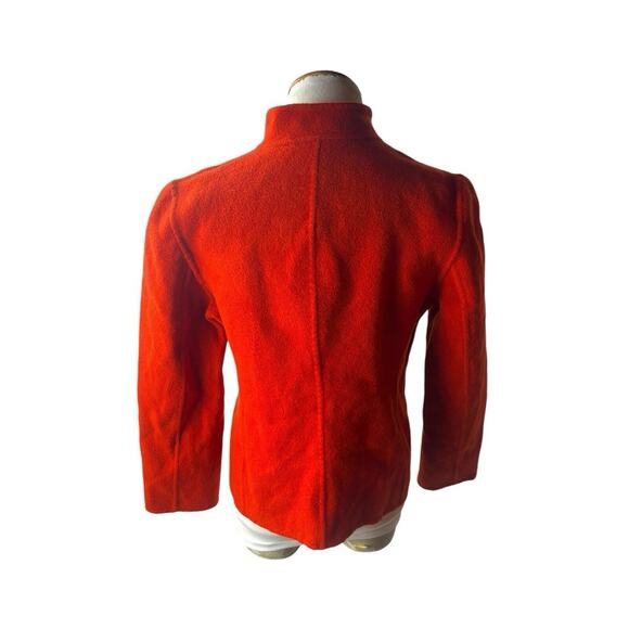 Linda Allard Ellen Tracy‎ Felt Wool Jacket Blazer Open Front Fall Orange Size 8P - Picture 4 of 6